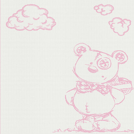 cotton baby customized blanket Bear pattern cuddly color white  pink.