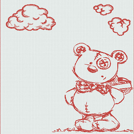 cotton baby customized blanket Bear pattern cuddly color white red.
