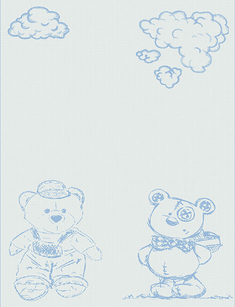 cotton baby customized blanket Bear pattern large color white blue.
