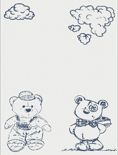 cotton baby customized blanket Bear pattern large color white navy.