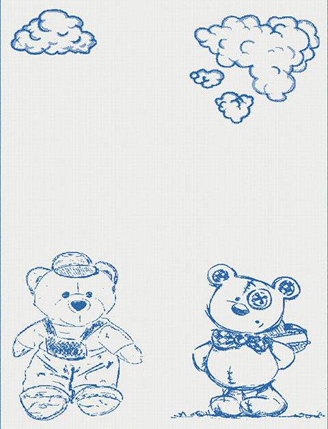 cotton baby customized blanket Bear pattern large color white paris blue.