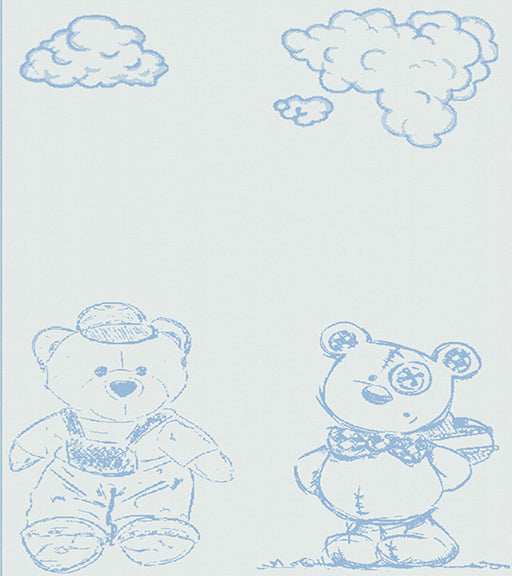 cotton baby customized blanket Bear pattern small color white blue.