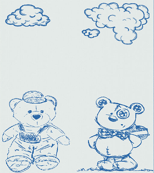 cotton baby customized blanket Bear pattern small color white paris blue.