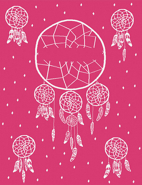 kids blanket with name dream catcher design large color hot pink white.