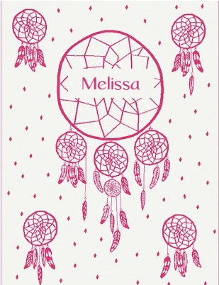 kids blanket with name dream catcher design large color white hot pink personalized.