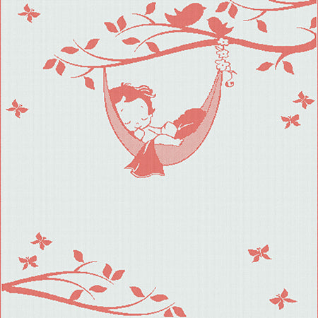 Newborn customized blanket  hammock pattern size cuddly colour white and watermelon.