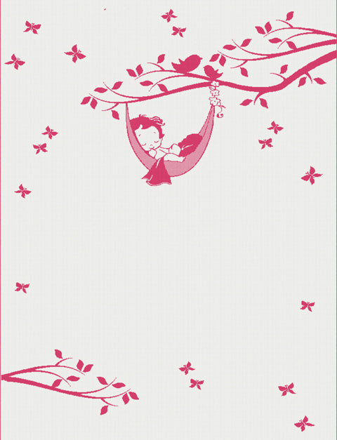 Newborn customized blanket  hammock pattern size large colour white and hot pink.