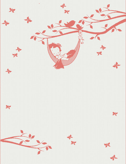 Newborn customized blanket  hammock pattern size large colour white and watermelon.