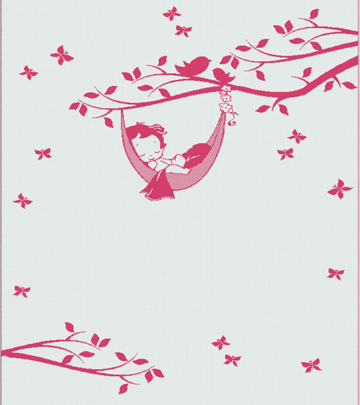 Newborn customized blanket  hammock pattern size small colour white and hot pink.
